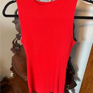 Zesica Red Sleeveless Ribbed Top